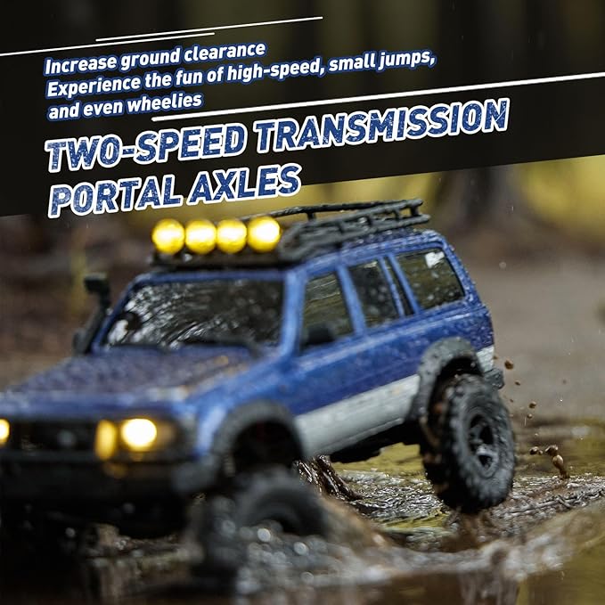 FCX18 FMS RC Crawler Toyota Cruiser 1/18 LC80 Offroad Trucks 4X4 RC Rock Crawler with Portal Axles LED Lights for Adults (Grey)