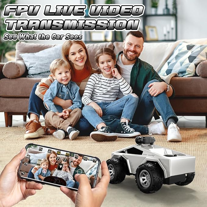 RC Cars with Camera Remote Control Truck with 720P HD FPV Camera All-Terrain Remote Control Car with Body Light Rechargeable Battery 1:28 RC Car Vehicle Toy Gifts for Adults Kids Boys Girls