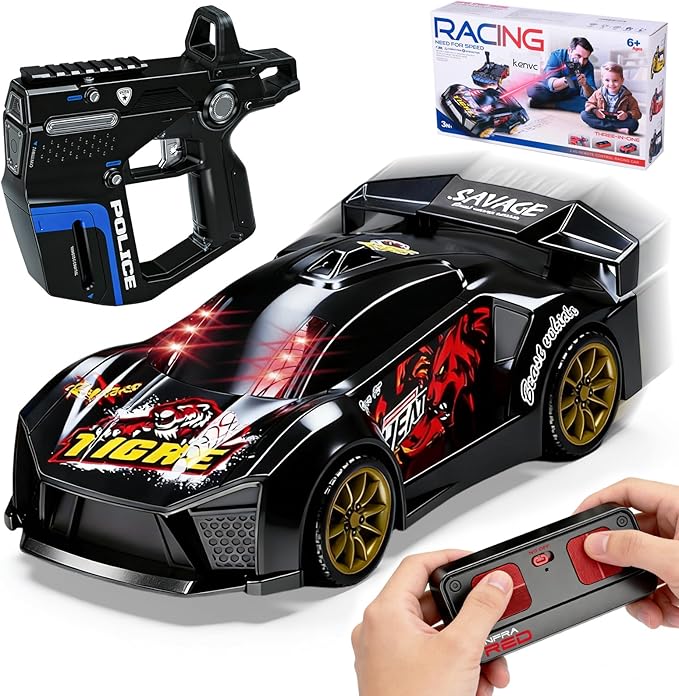 Remote Control Car with Shooting Game 3 IN 1 Parent-Child Drift RC Car 2.4GHz Stunt Toys with Infrared Gun Christmas Birthday Gifts for 3 4 5 6 7 8 9 10 Year Old Kids Boys Girls Age 4-7 8-12 (Black)