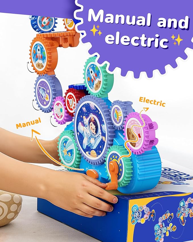 KOKODI Gear Building Toys for Kids Electric &amp Manual Construction Set for Kids Engineering Learning Kit for Ages 3-8 Years Old Birthday Gifts &amp Preschool Educational Toys for Boys Girls