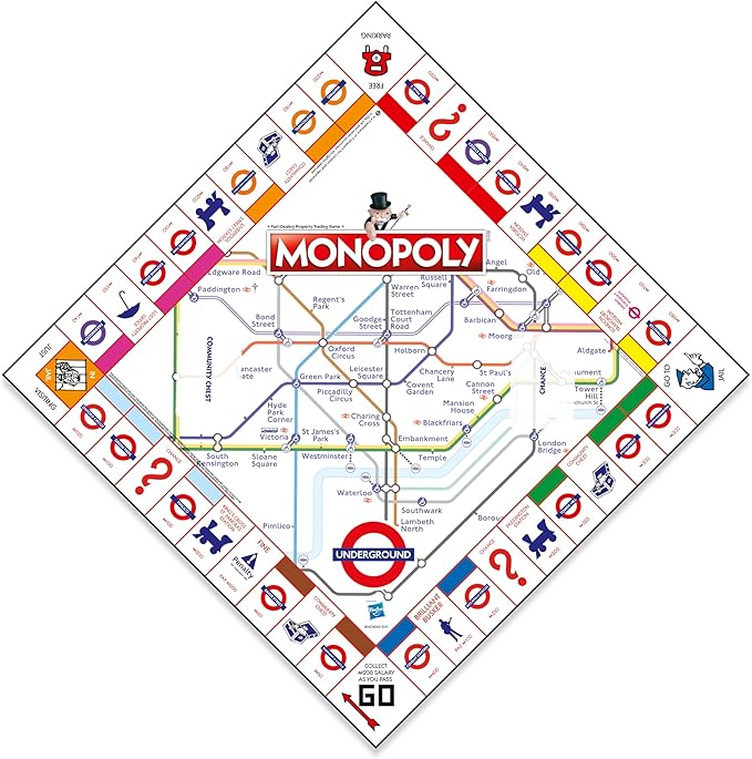 Winning Moves London Underground Monopoly Board Game Oxford Circus Covent Garden Bond Street and Swap Your Way to Success Gift for Children Aged 8+
