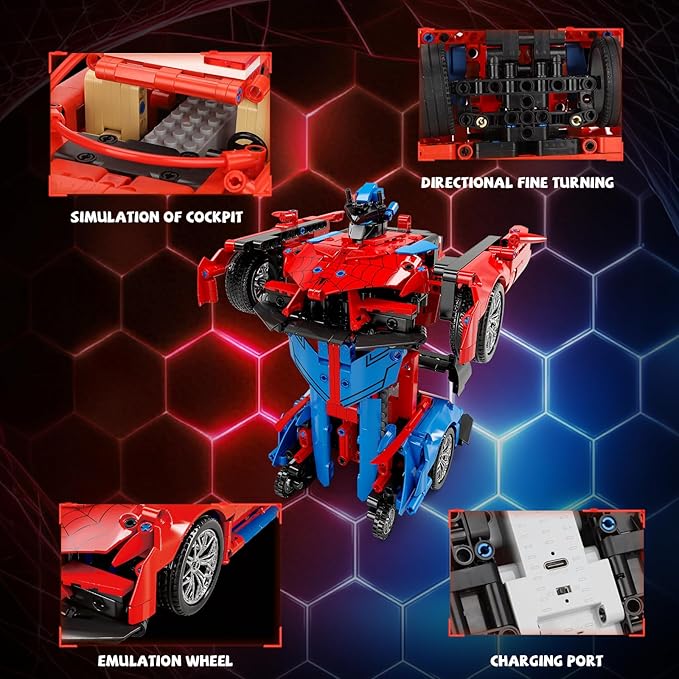 2 in 1 Remote Control Racing Car Building Blocks Compatible with Lego STEM Toy Building Toys 694 PCS Gifts Toys for Age 8-12 Years Old Kids Boys