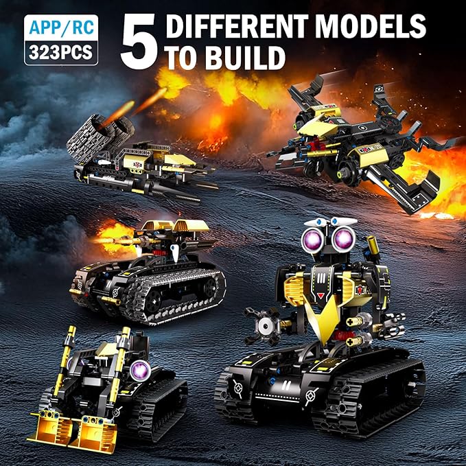 Robot Building Kit with Remote Control STEM Gifts for Kids Age 8-12 Science Robot Kit Coding Robotics Technic Toy for Boys Girls Birthday Gifts 5-in-1 Models with 323 Pieces
