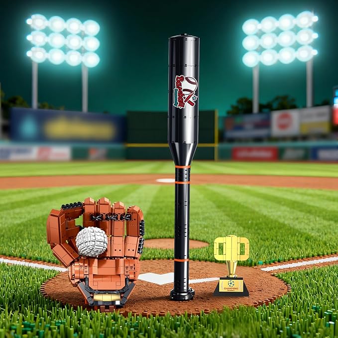 Baseball Building Kit for Adults 1021 PCS – Sports Display Model with Bat Glove Ball &amp Trophy Creative Building Toy for Men Teens &amp Fans Unique Gift Idea &amp Home Office Display Décor