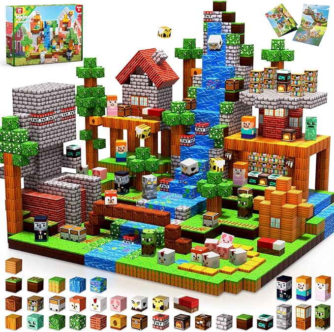 300 PCS Magnetic Blocks - Magnetic Building Blocks Stacking Magnets for Kids Sensory Toy for STEM Montessori Sensory Toys for Kids 3+ Boys and Girls Easter Christmas Birthday Gifts