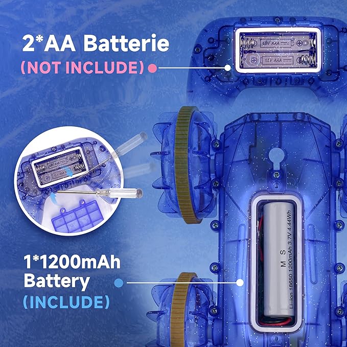 BEZGAR Pool Toys for Kids Amphibious Remote Control Car Toys for Ages 6-8 RC Stunt Car with Water Gun for Boys and Girls 8-12 Remote Control Boat with Light(Blue)