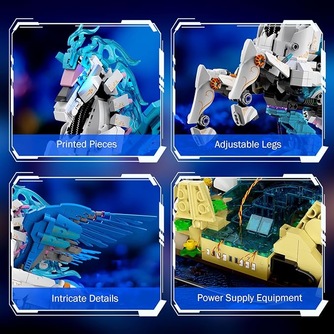 Flying Horse Building Set with LED Light Greek Mythology Pegasus Collection 3D DIY Model Kits Toy Building Blocks Set for Adults Creative Gifts for Birthday and Festival
