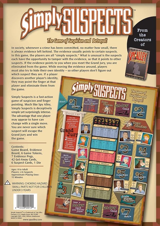 Simply Suspects - The Game of Suspicion &amp Betrayal - Fast-Paced Hidden Identity Detective Board Game - Family Fun for Ages 8+ 2-6 Players