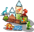 Magnetic Tiles for Kids Ages 4-8 25 Piece Dinosaur Building Blocks Set with T-Rex &amp Stegosaurus Magnet Toys for Toddlers &amp Preschoolers - Educational Construction Toy Magnetic Building Sets