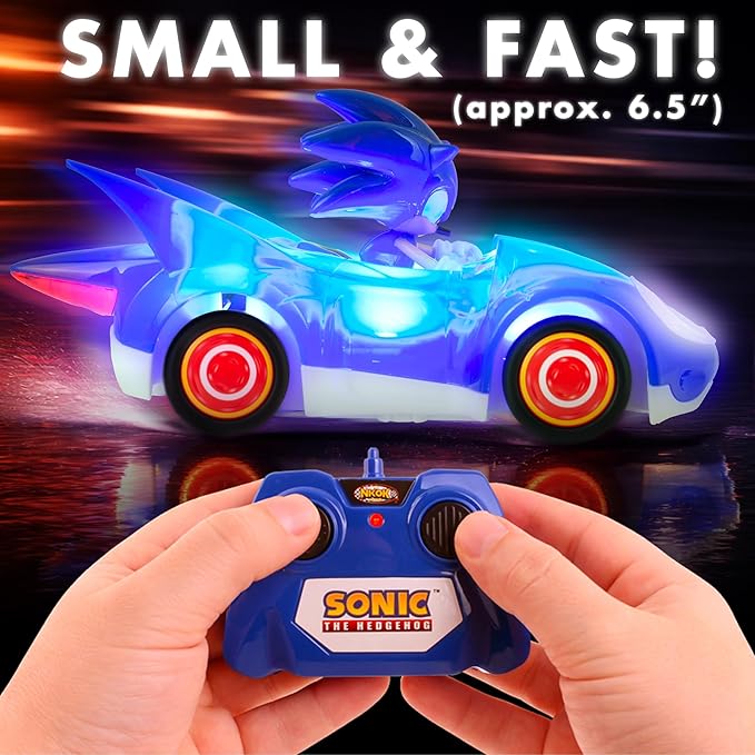 NKOK Ready to Run Sonic Glow Racer RC Car – 1/28 Scale Remote Control Vehicle with Light-Up Body (Sonic Glow Racer)