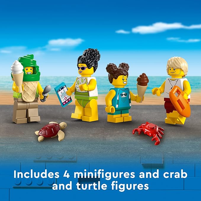 LEGO City Beach Lifeguard Station 60328 Building Kit for Ages 5+ with 4 Minifigures and Crab and Turtle Figures (211 Pieces)