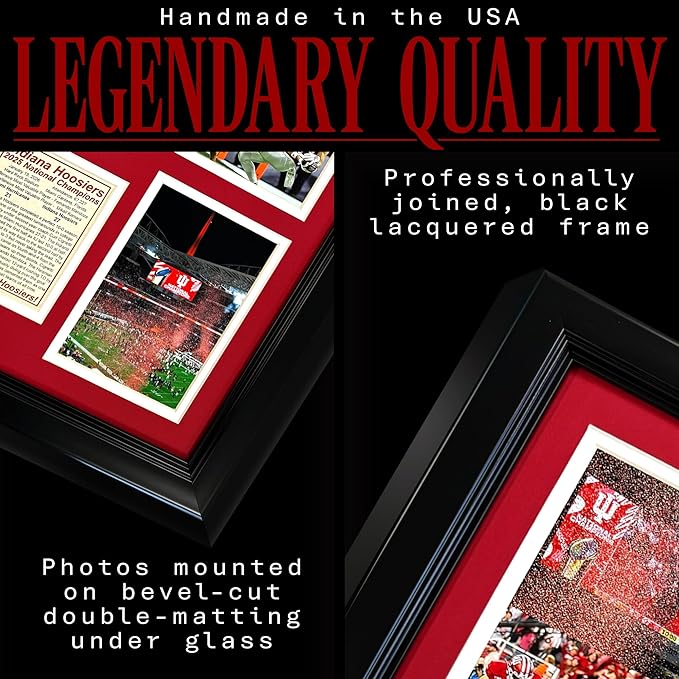 Indiana Hoosiers | 2025 CFP National Champions | Collectible Hoosier Football Memorabilia | Framed Picture &amp Photo Collage Gift Man Cave Wall Art Home &amp Room Decor | 2 Sizes &amp 2 Styles (