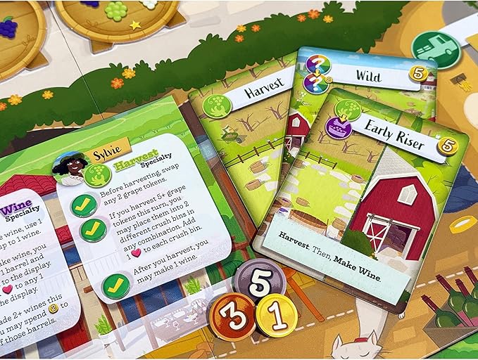 Pencil First Games: Vineyard - A Wine-Making Board Game Worker Placement Push Your Luck Upgrade-As-You-Play Card Management Ages 13+ 1-4 Players