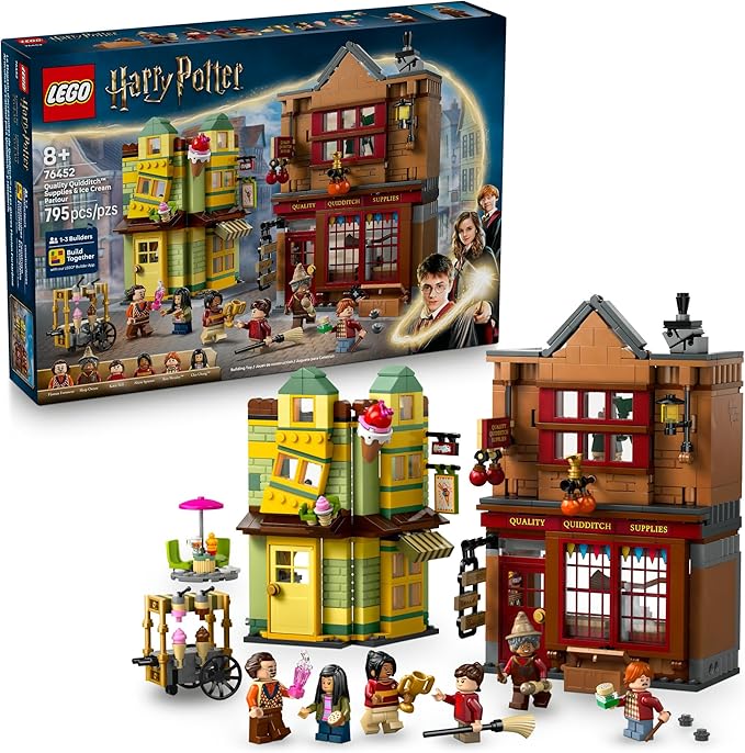 LEGO Harry Potter Quality Quidditch Supplies &amp Ice Cream Parlour - Kids Toy - Diagon Alley Building Set for Boys and Girls 8+ - Harry Potter Collectible - Gift Idea for Birthdays - 76452