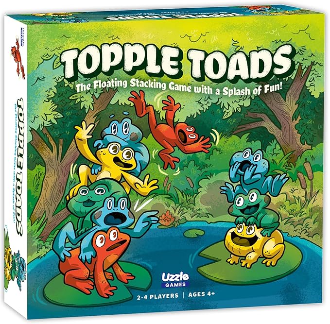 The Uzzle Topple Toads – Fun &amp Competitive Stacking Game - Engaging Balance Board Game - Endless Laughter &amp Excitement -2-4 Players
