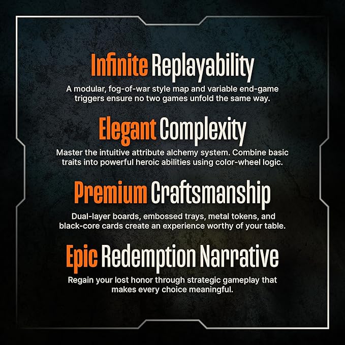 Orange Nebula Vindication Board Game - Heroic Attributes Modular Map &amp Strategic Competitive Play (New Edition)