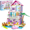 Beach House Building Sets Seaside Villa House Building Toys Compatible with Lego Friends Sets for Girls Age 8-12 Creative Holiday Cottage Building Kit Gift for Christmas Valentine's Day Party
