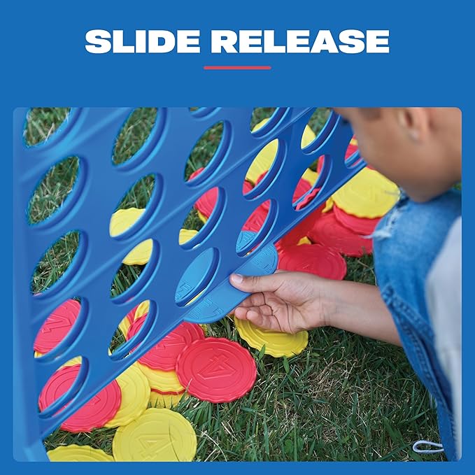 Connect 4 Oversized Edition Game - Giant Classic Four-in-a-Row Family Fun - Indoor &amp Outdoor Strategy Board Games for Adults &amp Kids - 42-Count Colorful Discs - Quick Assembly &amp Slide Relea