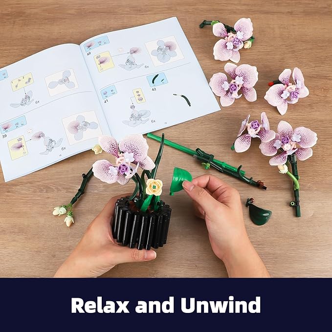 Botanicals Orchid Building Set for AdultsFake Orchid Artificial Plant Collection for Home Office Desk DecorIdeal Gifts for Mother's Day Anniversary Birthday for Ages14+