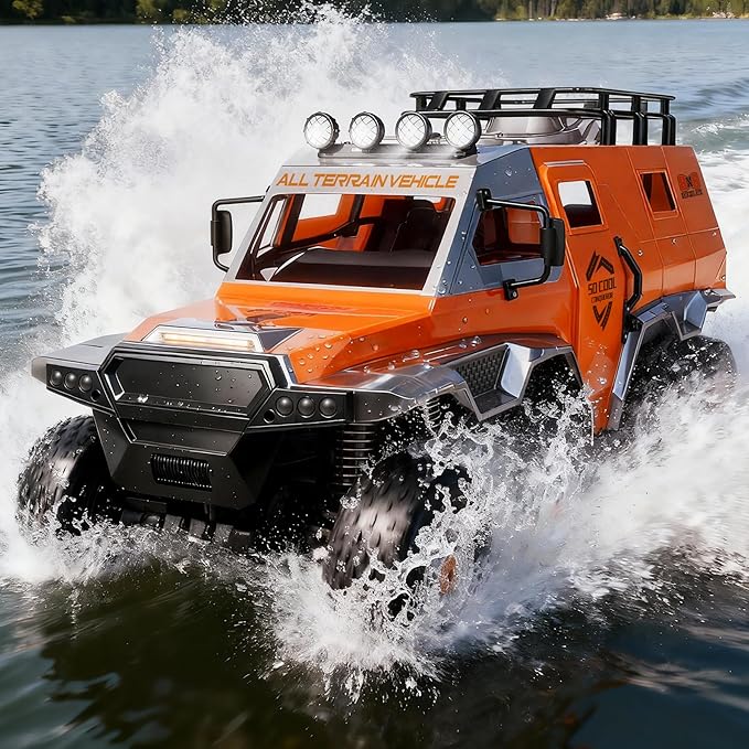 Amphibious Remote Control Car 1:10 Large 8x8 Monster Truck for Adults Boys All Terrains Off Road Waterproof RC Truck Toy Gift