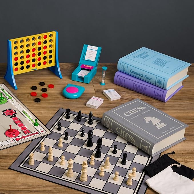 WS Game Company Collection of 15 Vintage Bookshelf Board Games Including Scrabble Monopoly Clue Yahtzee Chess Boggle Candy Land Connect Four &amp Sorry! - Classic Family Games for Kids &amp