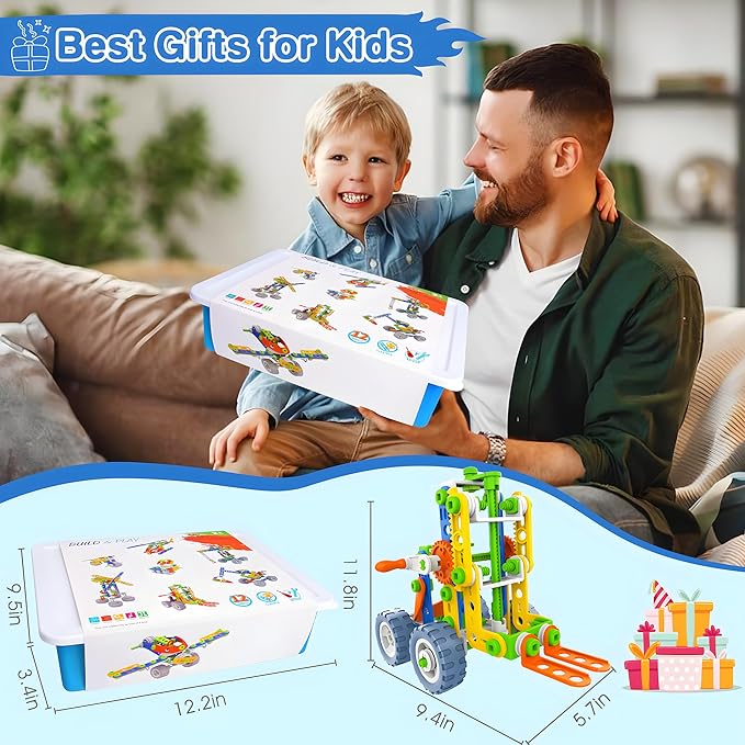 MOONTOY 12 in 1 STEM Toys for 4 5 6 7 8+ Year Old Boy Gifts 152 PCS Educational Building Toys for Kids Ages 4-8 5-7 8-12 Building Blocks Stem Kits Activities Construction Toy for Boys Birthday Gifts