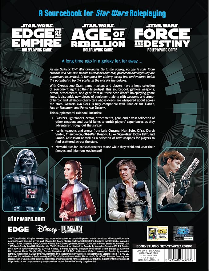 Asmodee Star Wars: Roleplaying Game Gadgets and Gear SOURCEBOOK - Weapons Armor &amp Attachments for Edge of The Empire Age of Rebellion &amp Force and Destiny RPG for Ages 14+ 3-5 Players