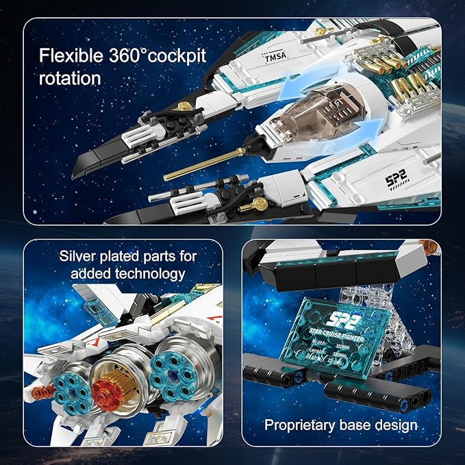 Spaceship Building Blocks Set for Boys Ages 8-12 STEM Space Toys for Kids to Assemble a Space Shuttle with Light Best Present for Boys and Girls Aged 8+ (739PCS)