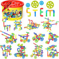 STEM Building Toys for Kids - 250 Pcs Tubular Pipe &amp Spout Interlocking Construction Set | Toddler Learning Toys Age 3-5 6-8 | DIY Tube Locks Blocks with Storage Box &amp Idea Book | Gift for Boy