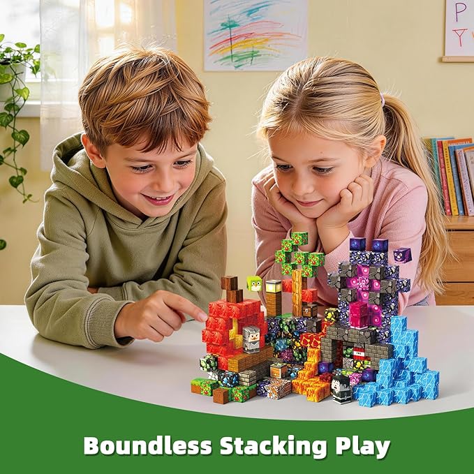 Magnetic Blocks 300PCS Magnetic Building Cube Set for Kids Ages 4-8 Constructions STEM Montessori Stacking Toy Sensory Tiles Building Birthday Toys Gifts for Boys Girls