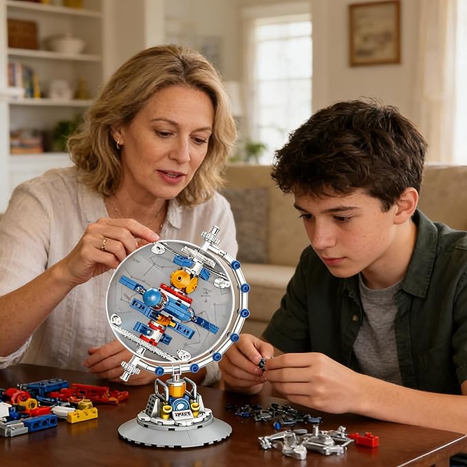 Space Station Constellation Globe Building Set with Light Build and Display Model for AdultsHome and Office DecorAviation Enthusiasts Gifts