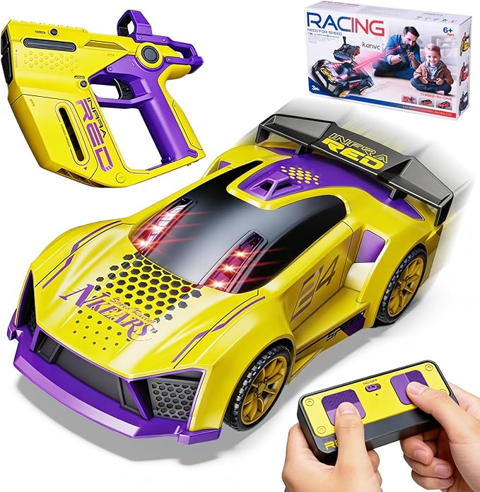 Remote Control Car with Shooting Game 3 IN 1 Parent-Child Drift RC Car 2.4G Stunt Toys with Infrared Gun Christmas Birthday Gifts for 3 4 5 6 7 8 9 10 Year Old Kids Boys Girls Age 4-7 8-12 (Yellow)