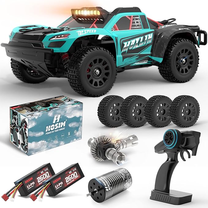 Hosim Brushless Fast RC Cars for Adults Max 50mph 1/14 RTR 3S Electric Power 4x4 RC Truck All Terrain Off Road RC Car Waterproof High Speed Hobby RC Remote Control Monster Trucks for Snow/Sand/Beach