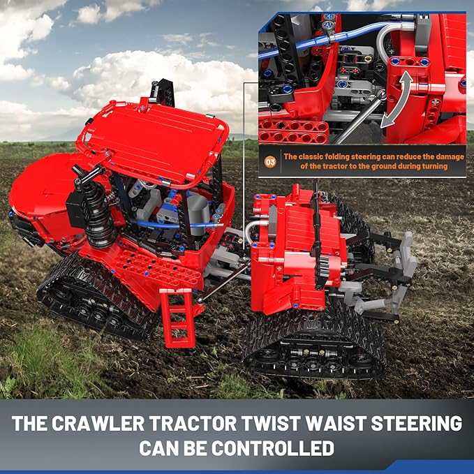 Mould King 18020 Tractor Building Set Remote Control Crawler Tractors Toy with 4 Motors Buildabe Farm Vehicle to Play Construction Car Model for Adults Ideal Gifts (1698 Pieces)