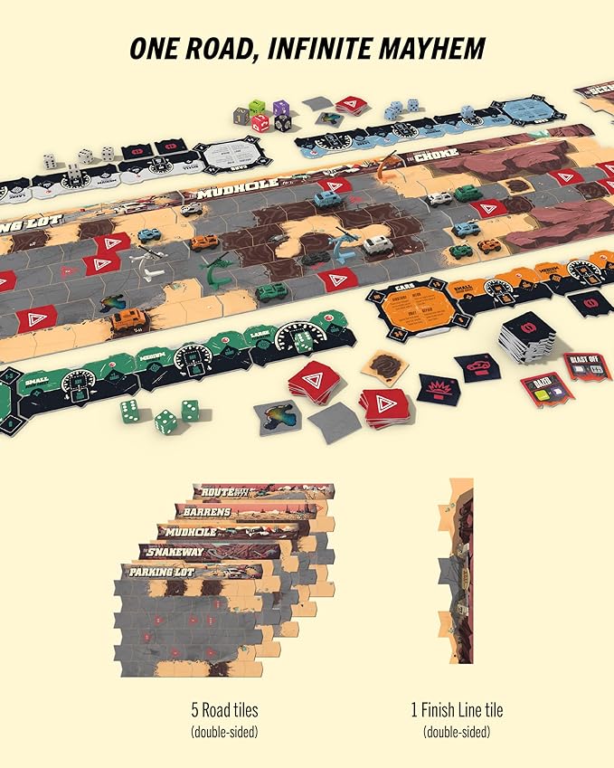 Restoration Games Thunder Road Vendetta - Racing and Strategy Board Game for Adults - Post-Apocalyptic Demolition Derby Racing Game - 2-4 Players - 30-75 Min Playtime - Ages 10+