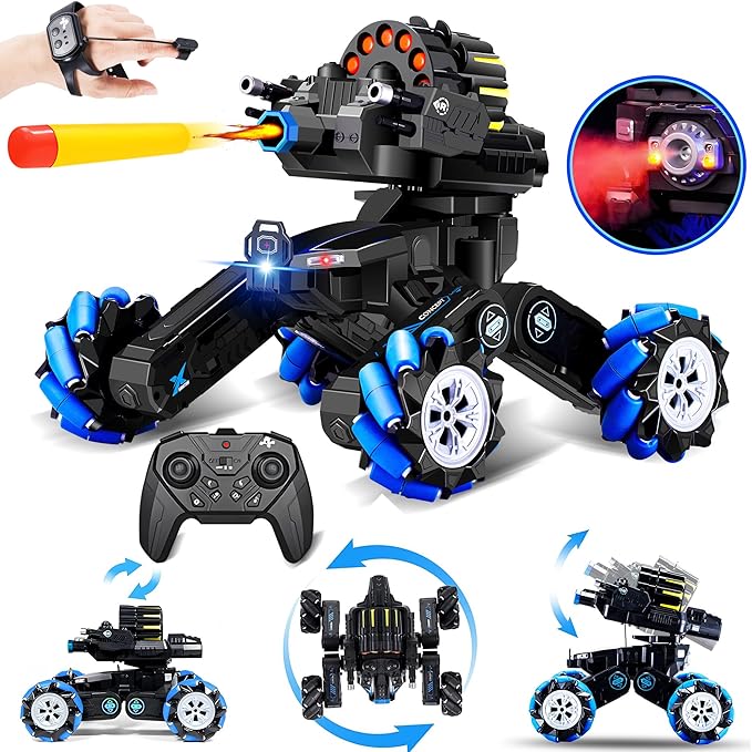 RC Tank that Shoots Gesture Sensing RC Tank 2.4GHz Battle Soft Bullets Hand Control Car Drift Remote Control Trucks for Boys &amp Girls 8-12 Remote Control Tank with Light Music