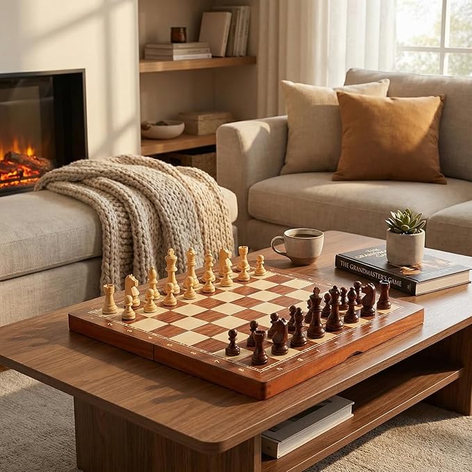 15-Inch Deluxe Chess Set – Foldable Tournament Board with Storage Box &amp 2 Extra Queens – for Adults Beginners &amp Chess Lovers