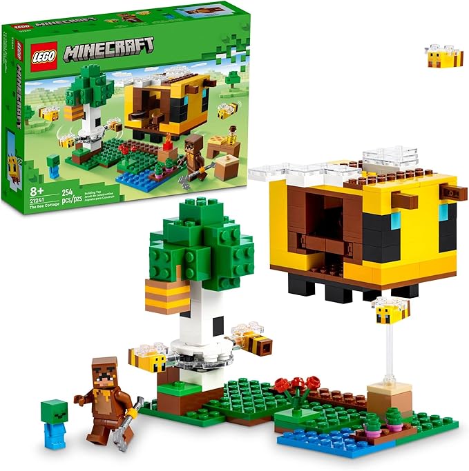 LEGO Minecraft The Bee Cottage Building Set - Construction Toy with Buildable House Farm Baby Zombie and Animal Figures Game Inspired Birthday Gift Idea for Boys and Girls Ages 8 and Up 21241