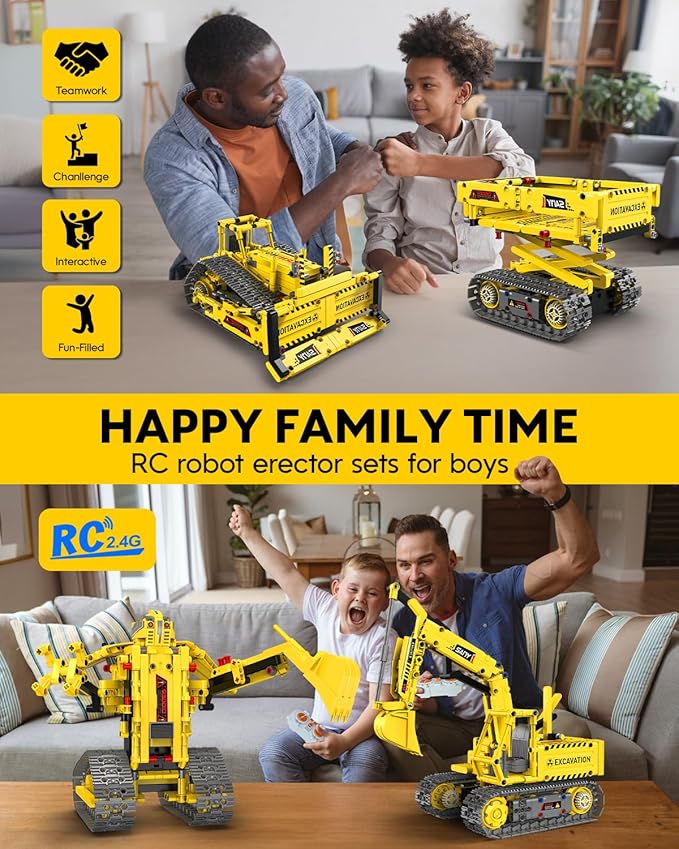 aukfa Excavator Robot Building Toys for Boys STEM Projects for Kids Ages 8-12 Remote &amp APP Control Stem Kits Learning Educational Building Kit Dinosaur Robot Toy Gifts for Boys Girls (555 Pieces