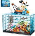 Fish Tank Building Blocks Set - 830PCS Ocean Treasure Hunt Building Set with Adventure Boat Shark Jellyfish &amp Coral Reef STEM Toys Birthday Christmas Building Blocks Gift Idea