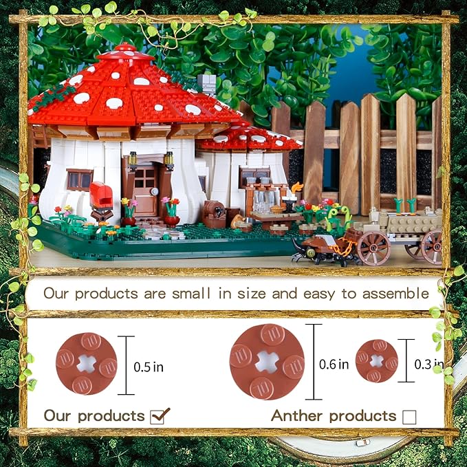 2233PCS Mushroom House Building BlocksCreative Ideals Treehouse Building Blocks Best Present for 6+ Boys Girls or Adults(Bigger Than the ImitationMore Exquisite Details)