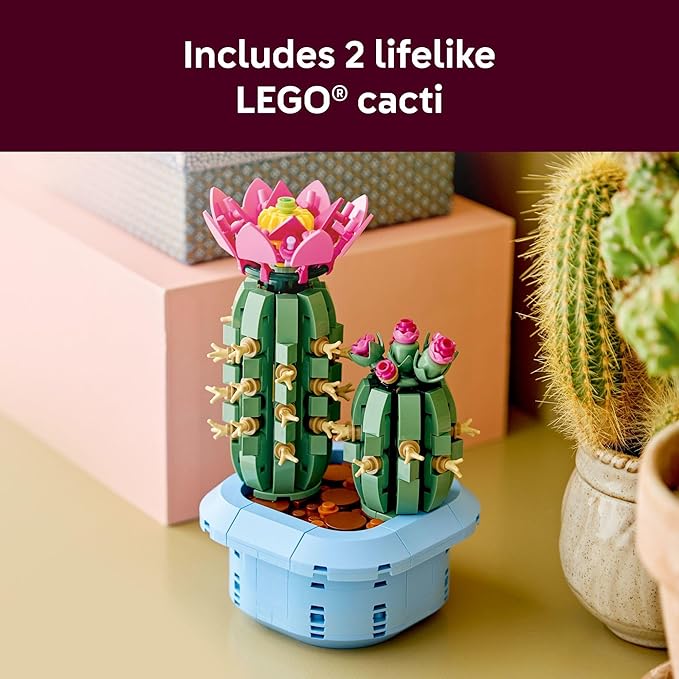 LEGO Botanicals Flowering Cactus Building Toy - Crafting Kit for Girls &amp Boys Ages 9+ - Gift for Birthdays - Cactus Room Decor for Display for Bedroom or Book Shelf - 11509