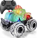 Monster Truck Toys 1:20 Waterproof Dinosaur Monster Trucks for Boys Age 4-7 2.4GHz All Terrain RC Cars with 2 Batteries 360° Rotating Stunt RC Car Toy Birthday Gift for Kids 3-5