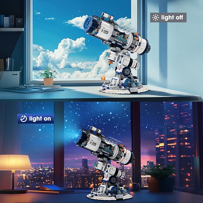 NUTCRACKER Space Telescope Building Set for Adult - Space Astronomical Telescope Toy Building Set Telescope Display Model with Light Home Decor Birthday Gifts for Adults（995 Pieces