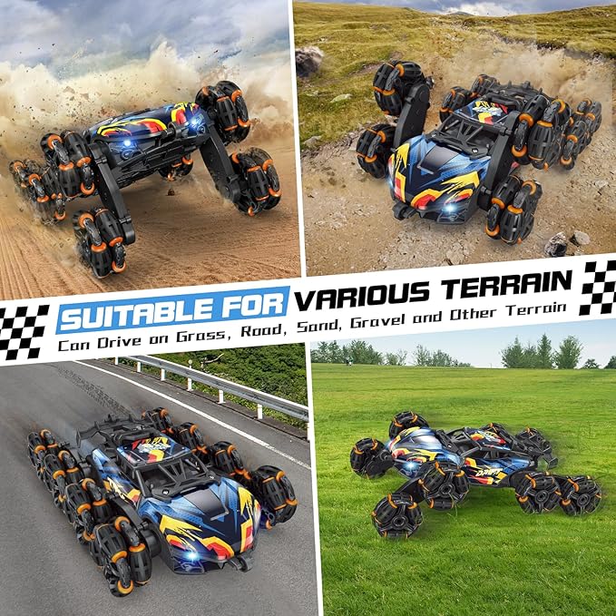 8 Wheels Hand Controlled RC Stunt Car Toys for Kids Ages 6 7 8-12 13 14 Year Old - 2.4Ghz Gesture Sensing Remote Control Cars for Boy Girl Birthday - Cool Spray &amp Lights &amp Music Climbing Stunt