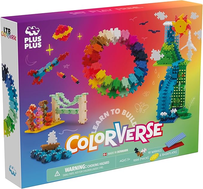 Plus Plus Learn to Build Colorverse Super Set 3D Building Block Kit Creative Stem Construction Toy for Kids 1000 Mini Interlocking Pieces