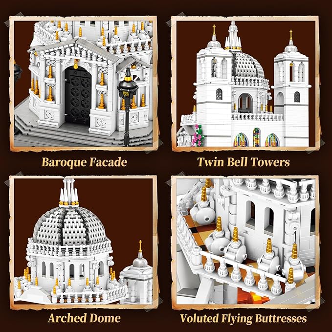 Reobrix Venice Church Building Block Sets for Adults with Lights 55014 Landmark Architecture Venice Santa Maria Della Salute Church Model Collectible Italy Landmark Building Toy for Adullt (4270PCS)