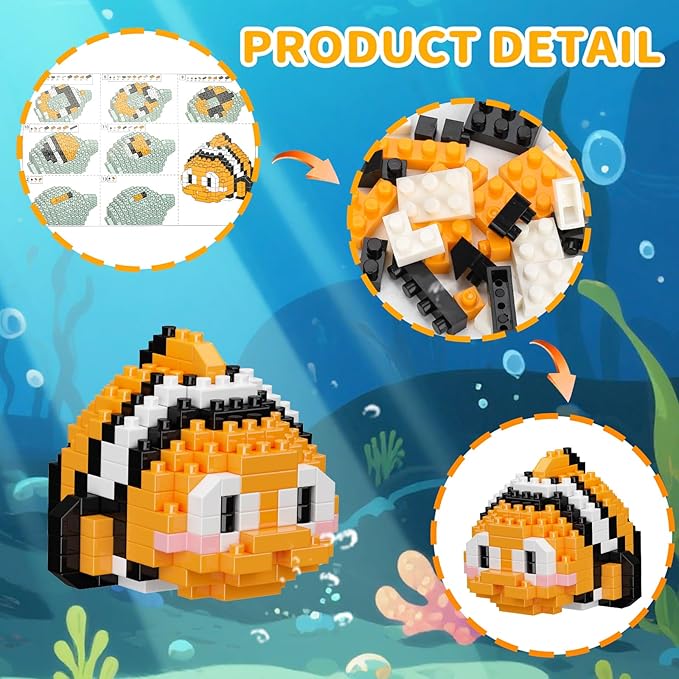 12 Pack Cute Ocean Sea Animal Mini Building Blocks Sets 2642 PCS Micro Mini Building Bricks Toy for Adults Party Favors for Teen Boys Girls 14+