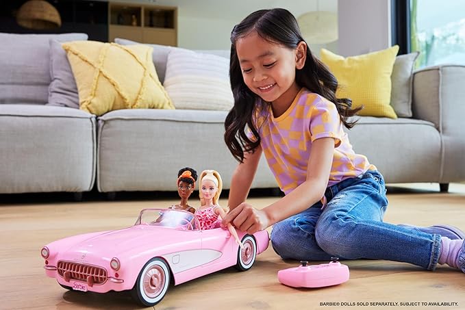 Barbie Hot Wheels RC Corvette from the Movie Full-Function Remote-Control Toy Car Holds 2 Dolls