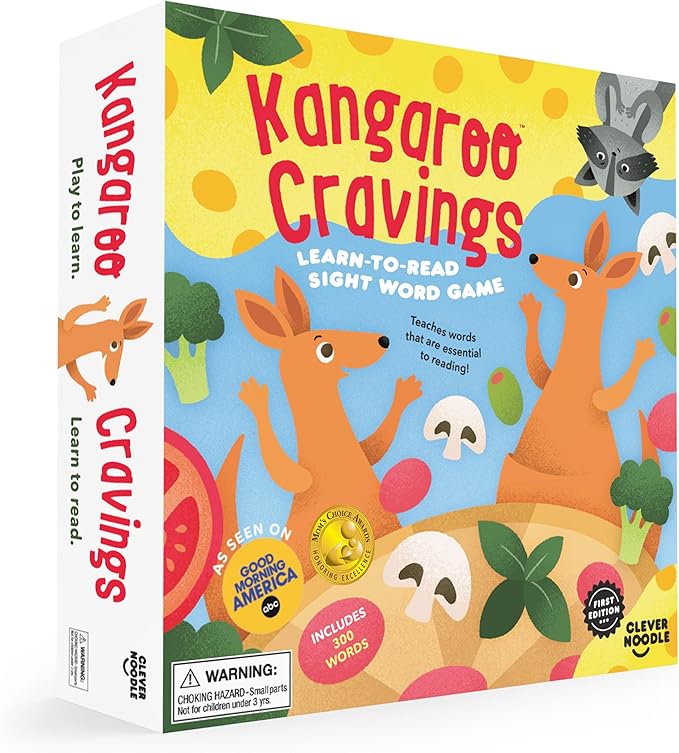 Kangaroo Cravings Learn to Read 300 High-Frequency Sight Words Board Game - Fun Learning Resource &amp Word Game for Kids Ages 4-9 - Parent &amp Teacher Must Haves for Preschool Kindergarten 1st-3